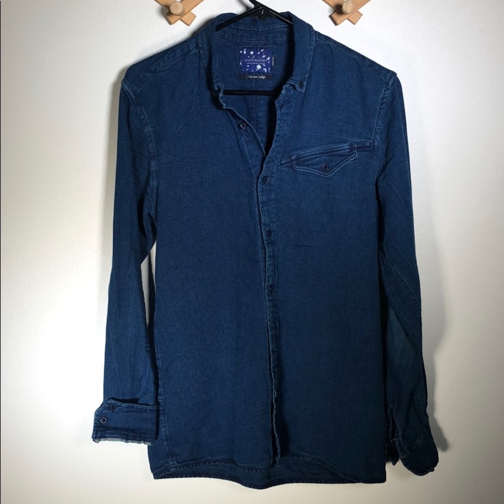 Scotch & Soda Indigo Dyed Button Down Shirt